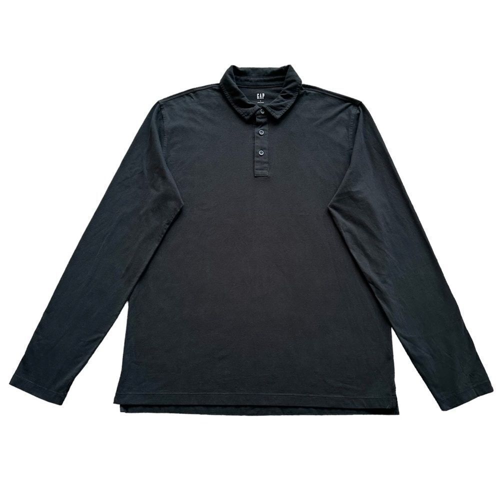 🆕Gap Men’s Black Long Sleeve Polo Shirt